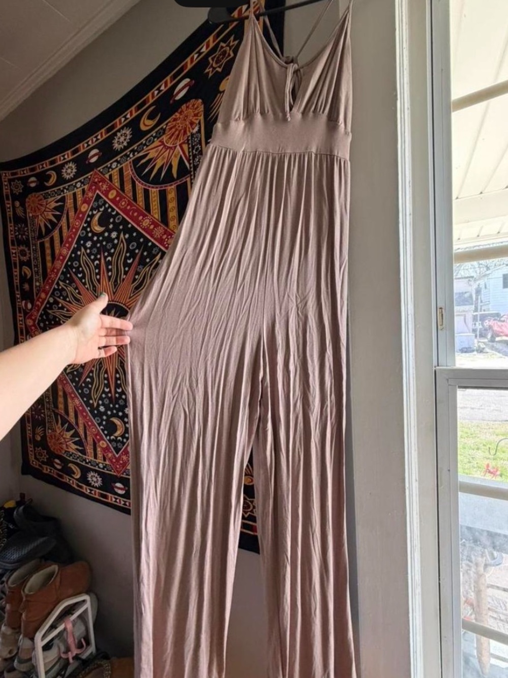 EARTHBOUND Taupe Wide-Leg Jumpsuit
